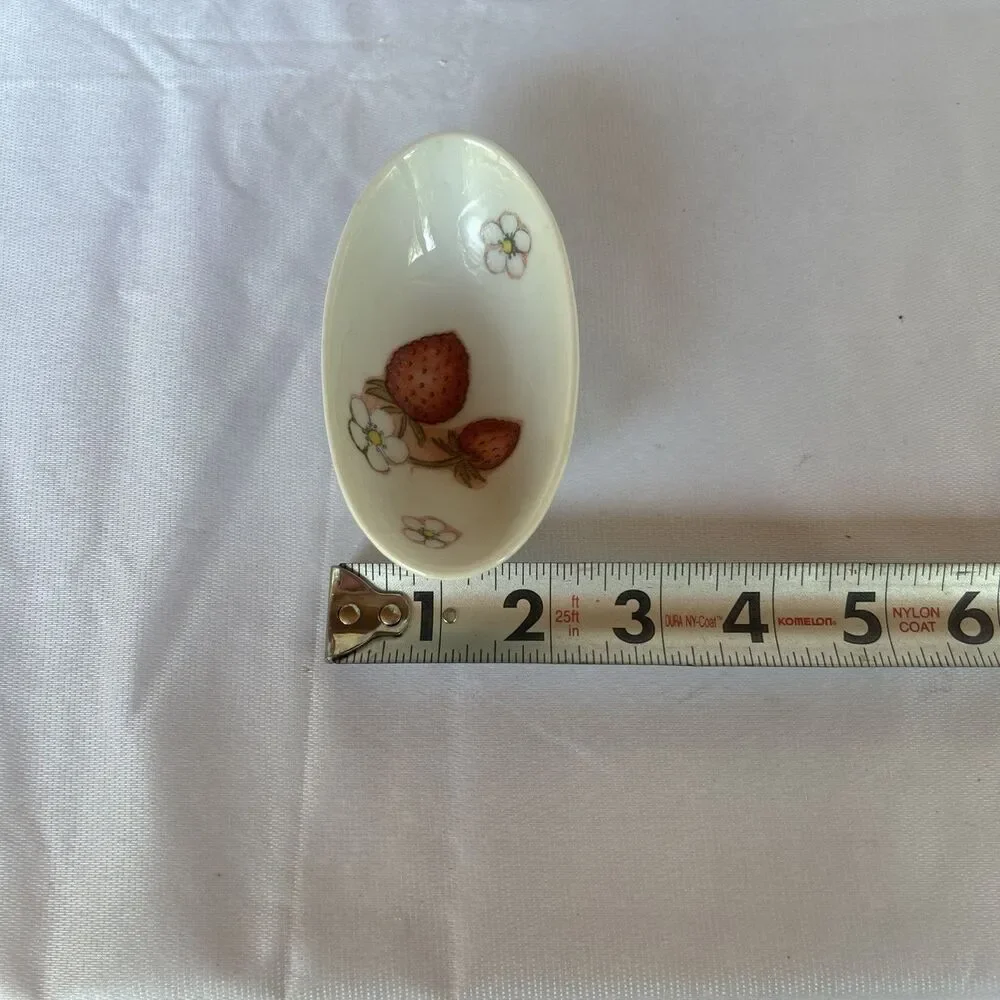 Crate & Barrel Strawberry Oval Dipping Bowl Ceramic Appetizer Dish